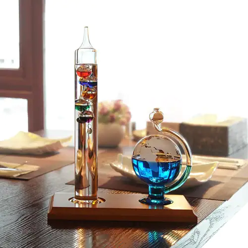 Thermomètre De Galilée En Verre - Sphères Colorées Flottantes - 18 Cm De Hauteur - Décoration De Bureau Précise Et élégante - Cadeau Original - 7