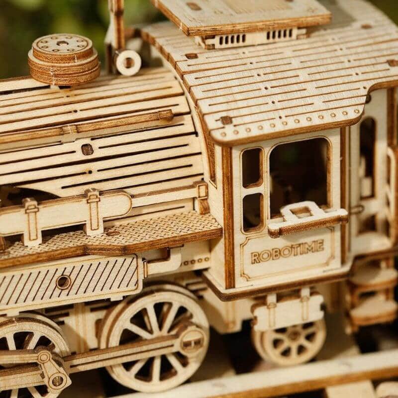 Grande Locomotive En Bois Passagers, 74 Cm, Réalisation Artisanale Unique