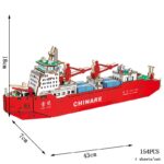 Navire en bois scientifique avec détails et dimensions.