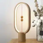 Lampe design inspirée d'une expérience scientifique avec deux sphères suspendues.