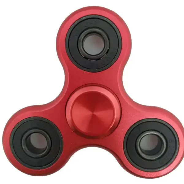 Accessoire de détente et de concentration, fidget spinner rouge en métal avec roulements noirs pour une rotation fluide et durable. Parfait pour réduire le stress et améliorer la concentration.