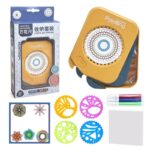 Tampons de peinture colorés pour enfants, kit créatif avec rouleaux et tampons en forme de motifs géométriques.