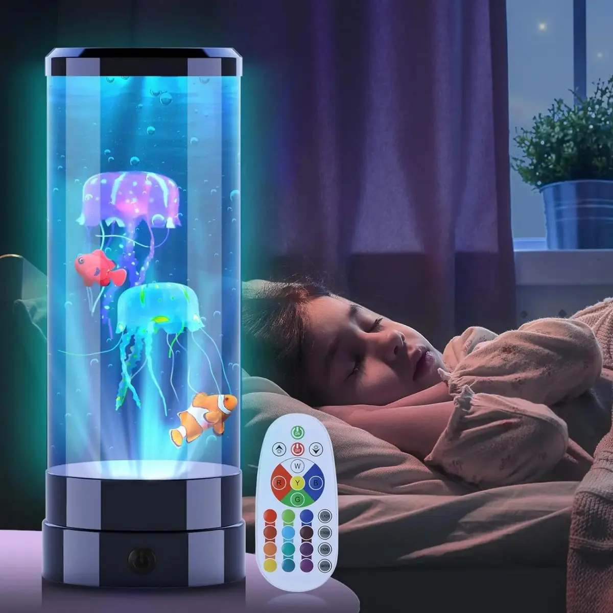 Vase lumineux interactif avec projection de poissons et méduses en 3D, créant une ambiance apaisante et magique dans la chambre. Parfait pour la décoration et l'ambiance relaxante, contrôlable via tél.