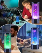 Lampe scientifique LED avec animation de méduses colorées pour décoration intérieure.
