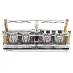 Support en acrylique transparent avec ampoules et composants électroniques pour décoration scientifique ou éducative.