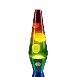 Lampe de table en verre coloré avec lumières LED intégrées, créant un effet lumineux multicolore pour une décoration moderne et originale.