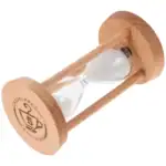 Sablier en bois avec verre à sable transparent, décoration scientifique élégante, idéal pour un bureau ou une étagère.
