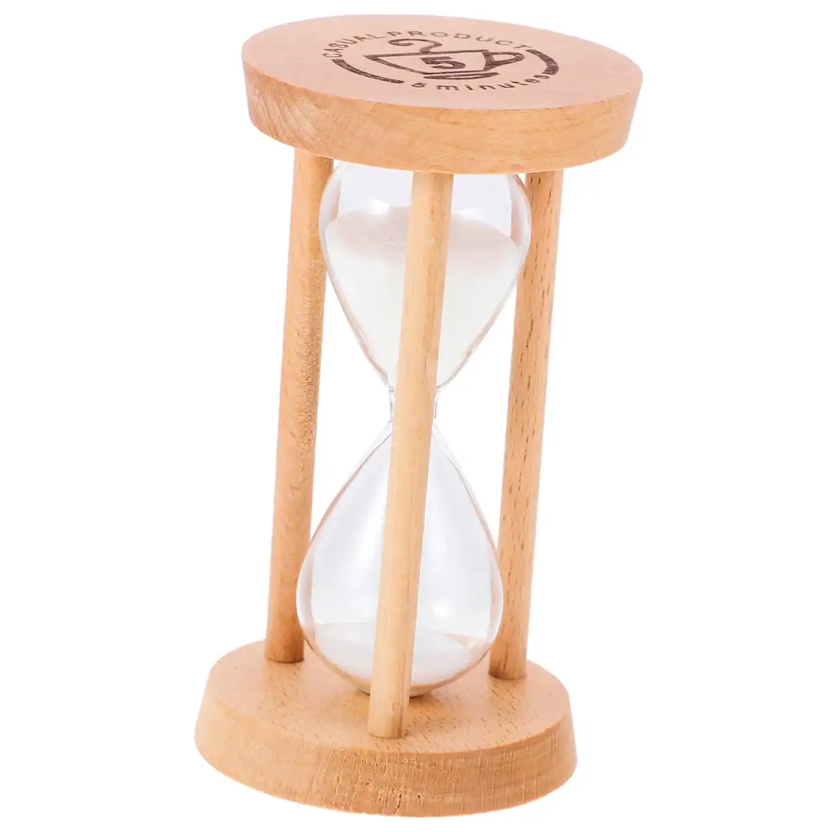 Sablier en bois avec verre transparent, idéal pour la décoration scientifique ou éducative.