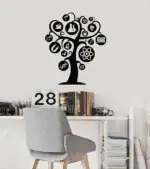 Décoration murale en forme d'arbre avec symboles scientifiques, idéale pour un espace éducatif ou un bureau de science, apportant une touche moderne et éducative.