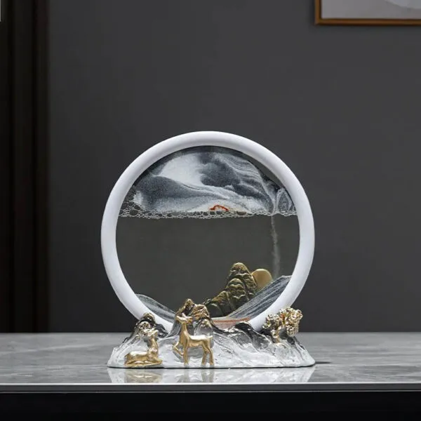 Lampe de bureau en forme de cercle avec décorations d'animaux et paysage, idéale pour une décoration originale et scientifique.