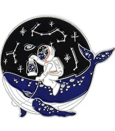Panneau décoratif avec un astronaute et une baleine.