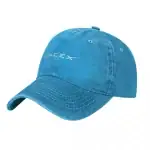 Casquette bleue avec logo SpaceX brodé sur le devant, vue de face.