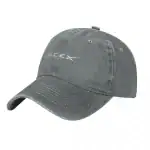 Casquette SpaceX en tissu gris foncé vue de trois quarts, logo SpaceX blanc sur le devant, visière courbée, style décontracté.