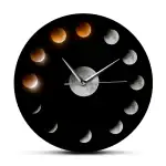 Horloge murale représentant les différentes phases de la lune, avec un design moderne et élégant, idéale pour la décoration scientifique ou astronomique.