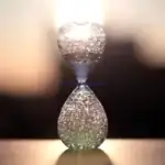 Porte-sandglass en verre soufflé transparent avec bulles d'air, élégant et décoratif, idéal pour la décoration scientifique ou comme objet de collection.