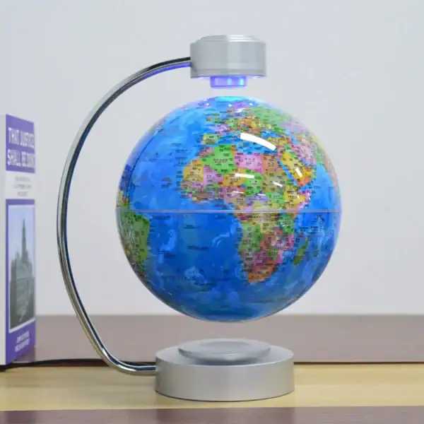Globe terrestre scientifique lumineux avec LED, affichant les continents et océans en couleurs vives, idéal pour la décoration éducative ou de bureau.