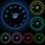 Balancier lumineux en forme de phases lunaires, horloge décorative à LED phosphorescentes pour intérieur.