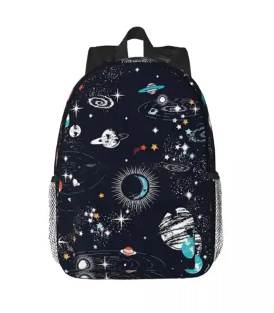 Sac à dos avec motif d'espace et planètes.