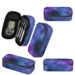 Boîte de rangement galaxie avec motif cosmique pour organiser stylos, crayons et petits accessoires, idéale pour étudiants et professionnels.