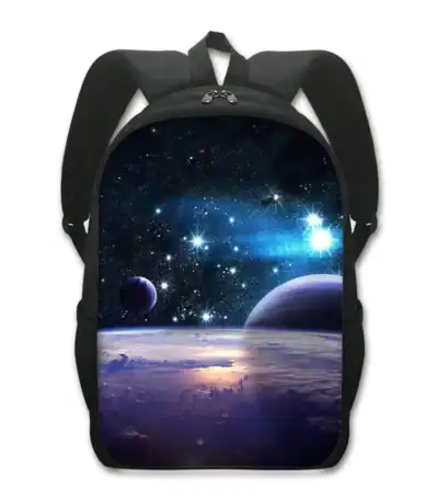 Sac à dos avec motif de l'espace et des planètes.