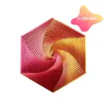 Modèle en spirale hexagonale en papier de soie rouge gold, illustrant un objet décoratif scientifique unique.