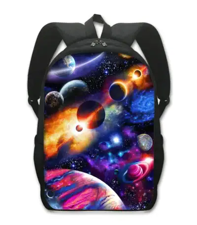 Sac à dos avec motif de l'univers et des planètes.