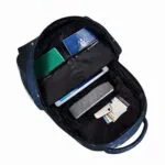 Sac à dos scientifique avec plusieurs compartiments pour livres, accessoires et matériel de laboratoire, idéal pour étudiants et professionnels de la science.
