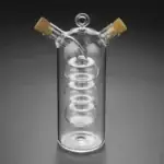 Vase en verre transparent de style scientifique avec deux bouchons en liÚge, conçu pour la décoration ou l'expérimentation. Parfait pour un décor de style laboratoire ou scientifique.