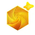 Pendentif hexagonal en or fin avec motif en spirale, design élégant et moderne, parfait pour la décoration ou comme bijou scientifique.