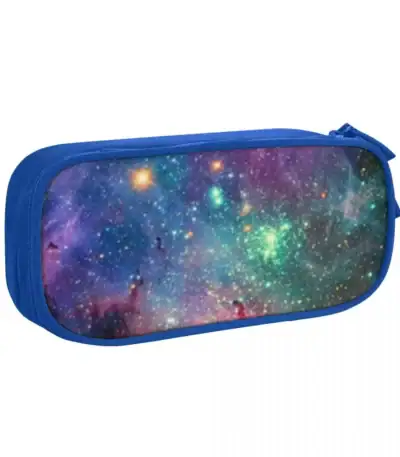 Trousse d'école à motif galaxie, idéale pour ranger stylos, crayons et fournitures scolaires, avec un design inspiré de l'univers et des étoiles, parfaite pour les amateurs d'astronomie.