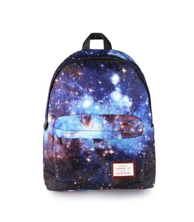 Sac à dos avec motif galaxie cosmique, design spacieux et tendance, idéal pour étudiants et amateurs d'astronomie, parfait pour transporter vos affaires avec style.