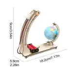 Support éducatif en bois avec globe terrestre et composants électroniques pour l'apprentissage des sciences. Idéal pour les étudiants et enseignants en physique et géographie.