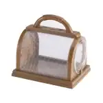 Lanterne de laboratoire en plastique beige avec fenĂȘtre en verre et poignĂ©e, idĂ©ale pour l'observation d'insectes ou petits animaux dans un environnement scientifique.