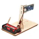 Pupitre d'expérimentation scientifique en bois avec circuit électronique et pile rechargeable, idéal pour les activités éducatives et expérimentations scientifiques pour enfants et étudiants.
