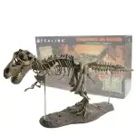 T-Rex en puzzle 3D avec support métallique, modèle de squelette de dinosaure à assembler, parfait pour la décoration scientifique et éducative.