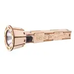 Porte-lampe en bois avec circuit électrique intégré, design innovant et écologique, parfait pour décoration scientifique ou éducative.