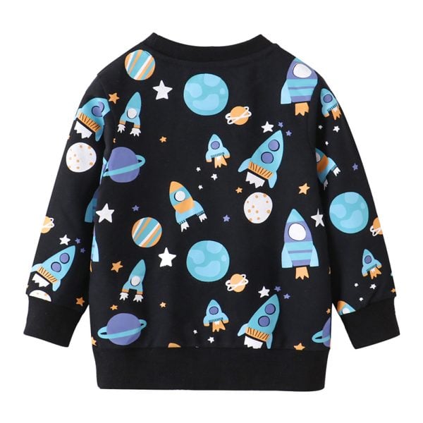 Veste pour enfant avec motif spatial, planètes et fusées.