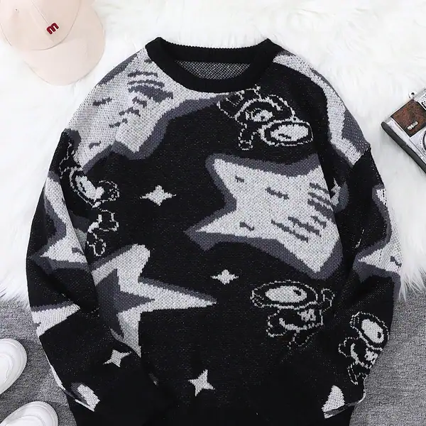 Pull scientifique à motifs d'astronomie et d'astres, parfait pour les amateurs de science et de décoration intérieure inspirée de l'univers.