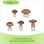 Vase en verre en forme de champignon, lot de 5 pièces, décoration de style scientifique ou naturel, idéal pour la décoration intérieure ou de laboratoire.