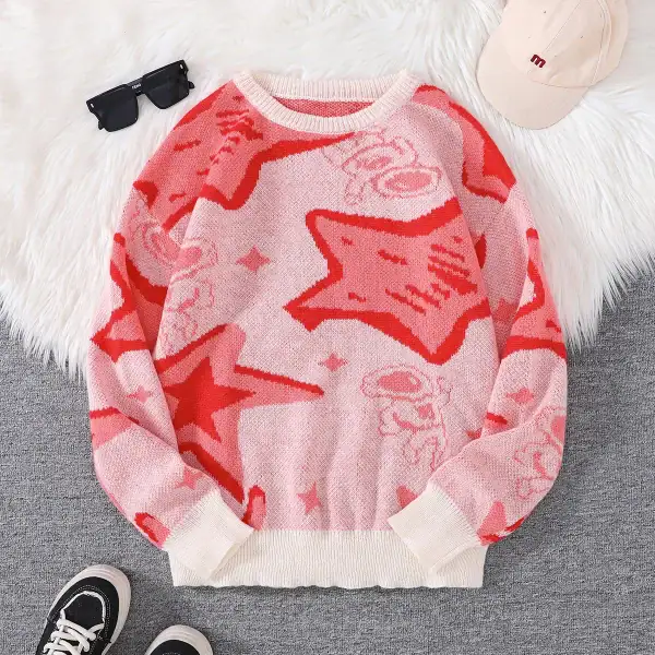 Un pull original avec motifs cosmiques pour un style décontracté.