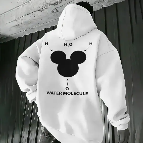 Vêtement à capuche illustrant la molécule d'eau, symbole de la science et de la recherche. Parfait pour les amateurs de sciences ou comme cadeau éducatif.